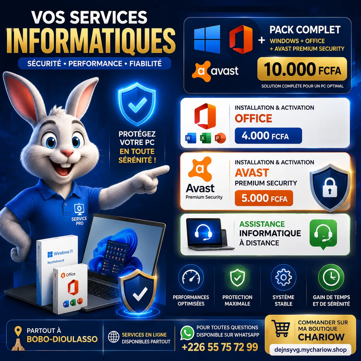 Installation de Office et de Avast Premium Security avec leur activation en ligne