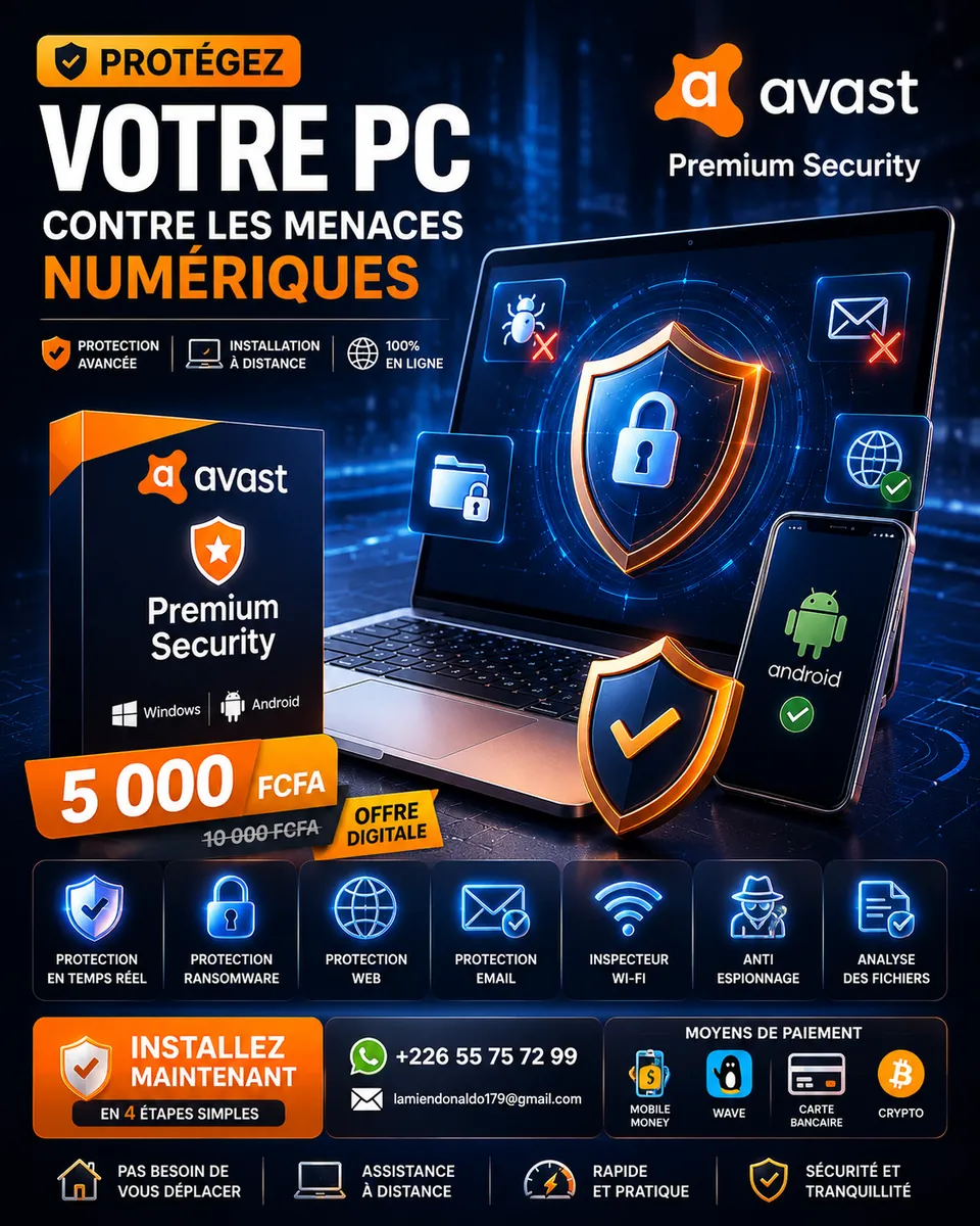 Installation et Activation de Avast Premium Security en vente sur NeoShop Burkina Faso