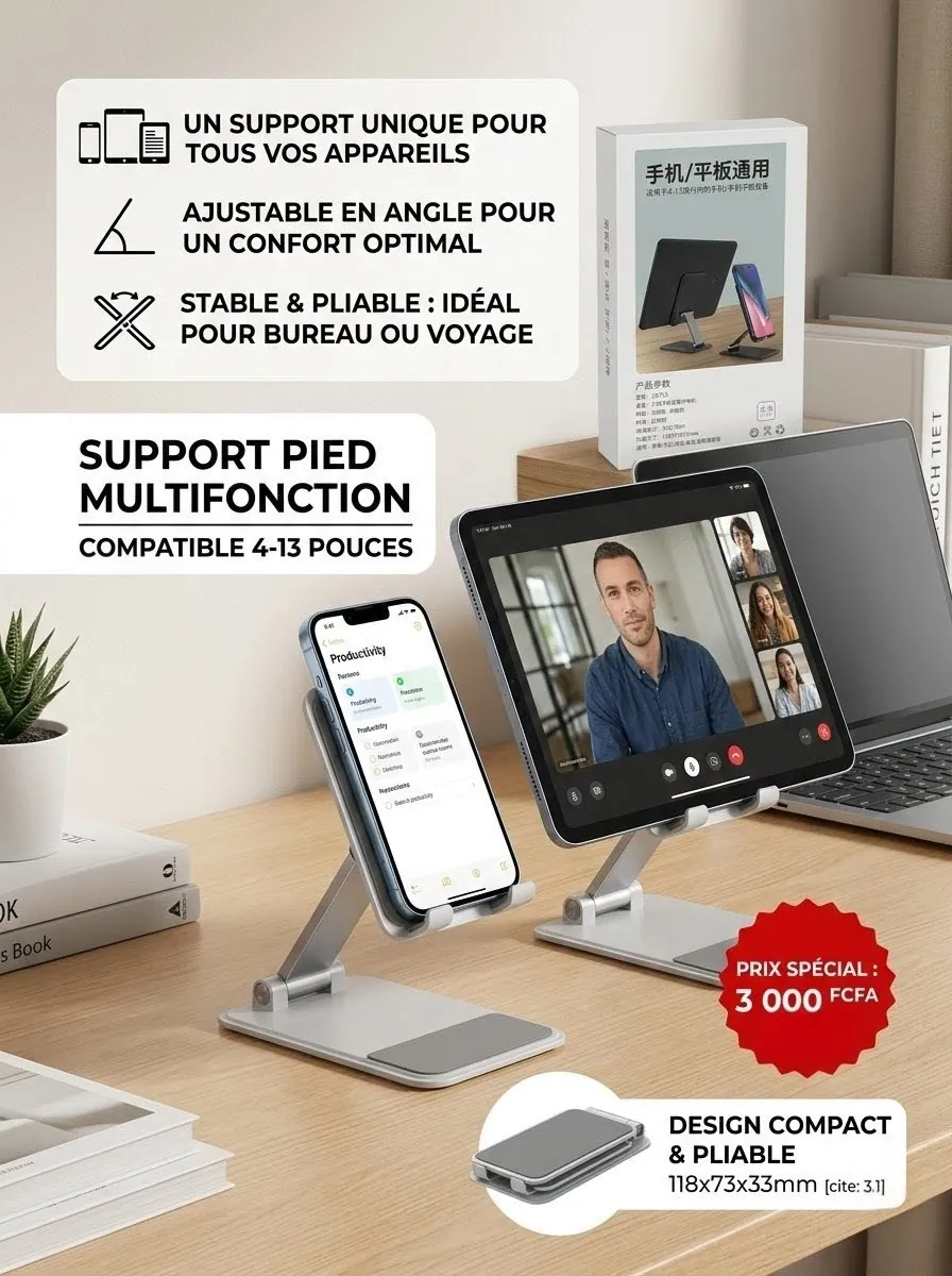 Support de Bureau Ajustable pour Téléphone et Tablette (Neuf) en vente sur NeoShop Burkina Faso