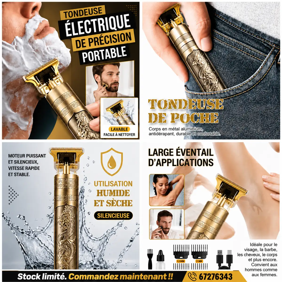Tondeuse électrique T9 - Découvrez notre tondeuse électrique de précision, le compagnon idéal pour entretenir votre barbe, vo en vente sur NeoShop Burkina Faso